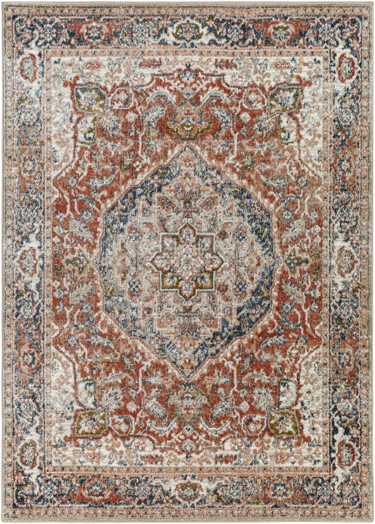 Surya Davaro DAV-2311 Brick Red Dark Blue 6'7" x 9' Rug