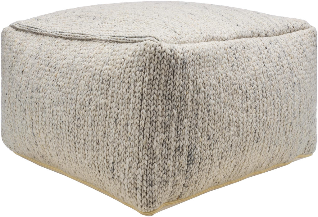 Surya Derby DRPF-001 Cream 14"H x 24"W x 24"D Pouf