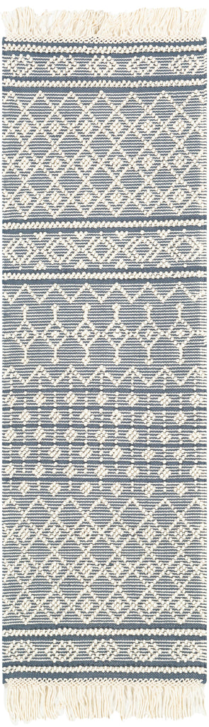 Surya Farmhouse Tassels FTS-2304 Blue White 2'6" x 8' Rug