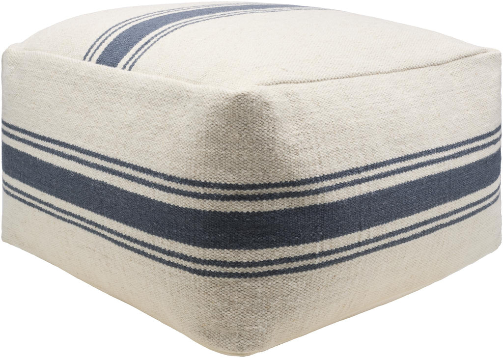 Surya Waylon WYPF-001 Blue Cream 14"H x 24"W x 24"D Pouf