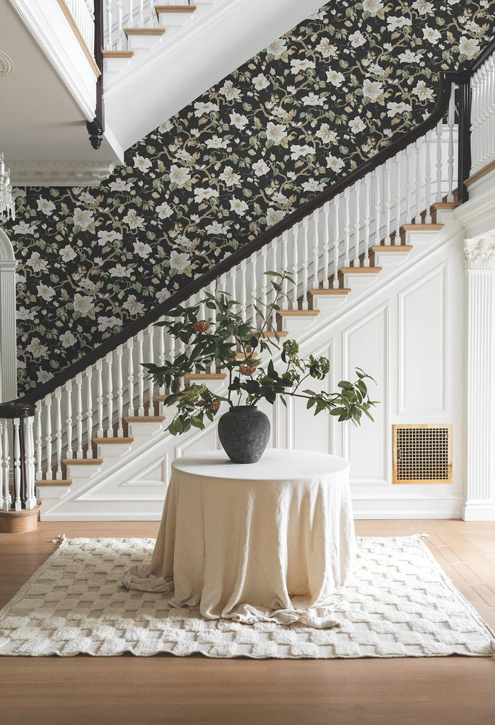 Ronald Redding Designs Marguerite Vine Black Wallpaper