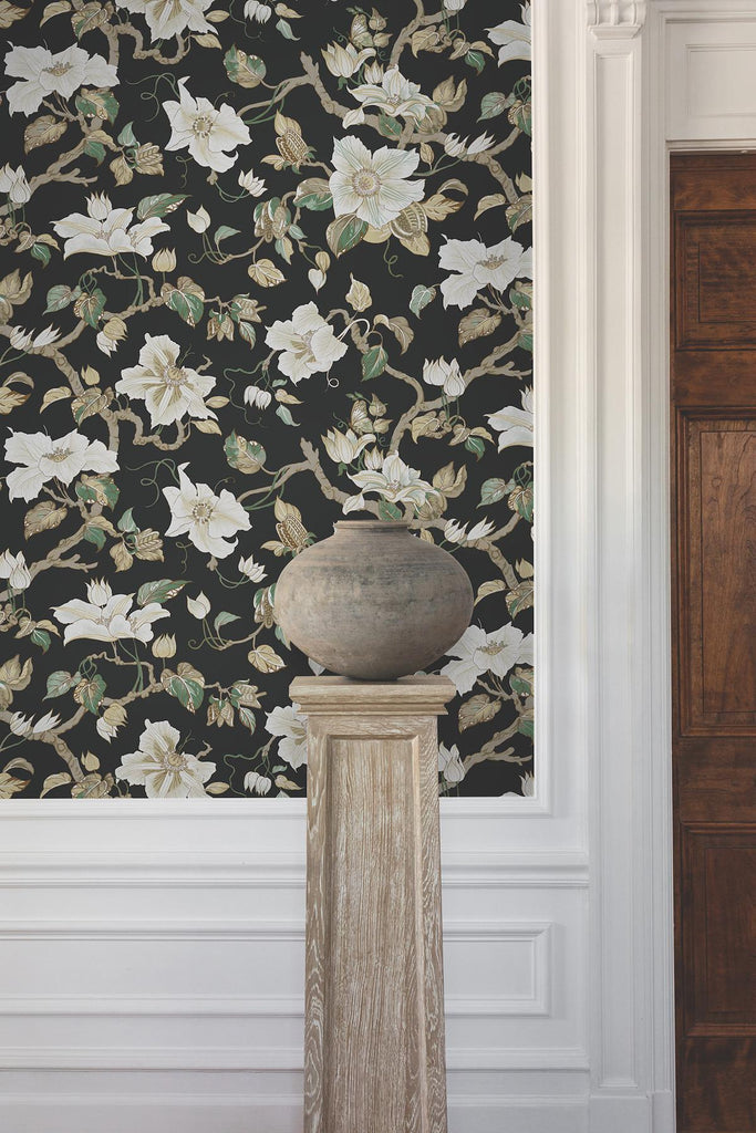 Ronald Redding Designs Marguerite Vine Black Wallpaper