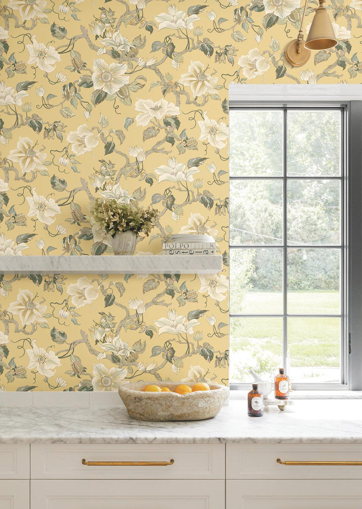 Ronald Redding Designs Marguerite Vine Yellow Wallpaper