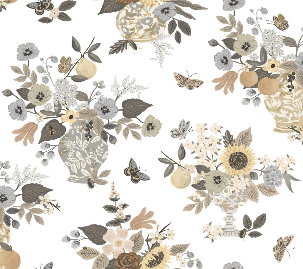 Rifle Paper Co. Flower Studies Grey Wallpaper