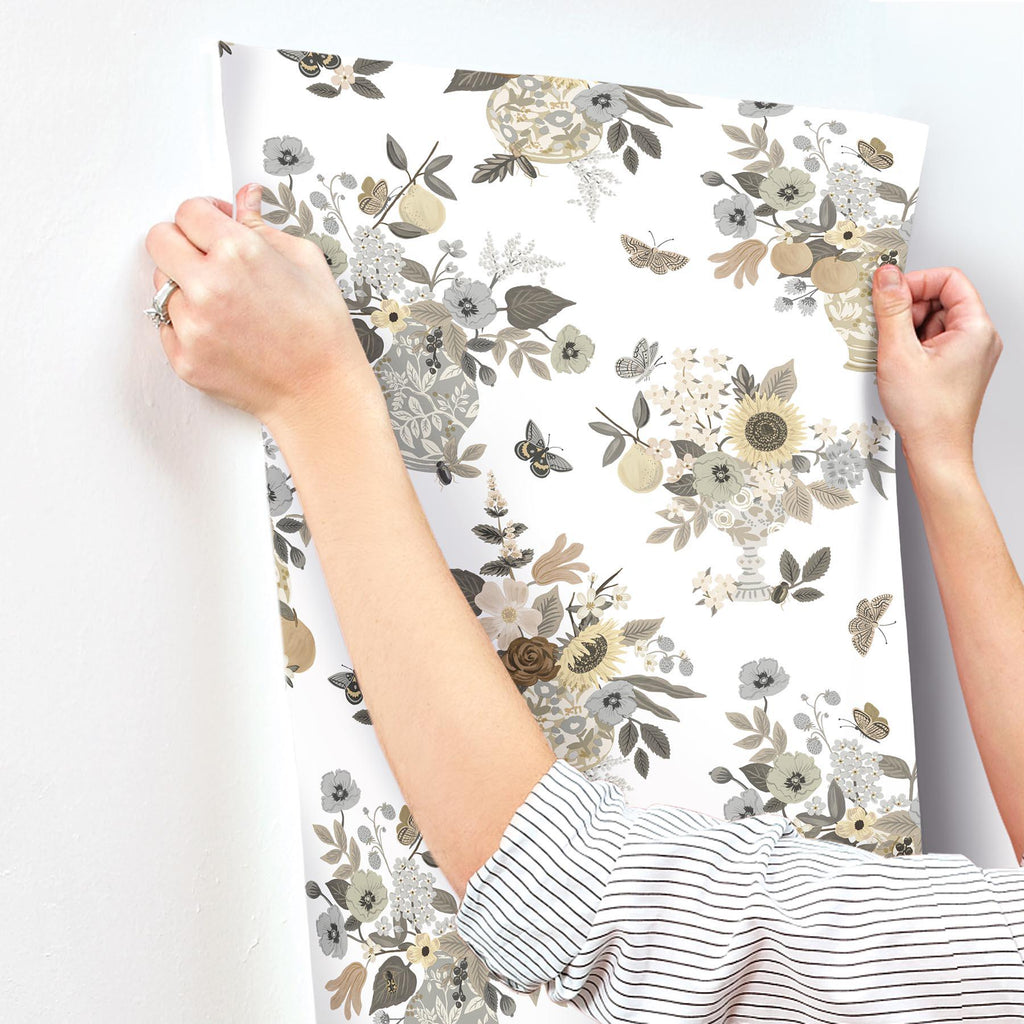 Rifle Paper Co. Flower Studies Grey Wallpaper