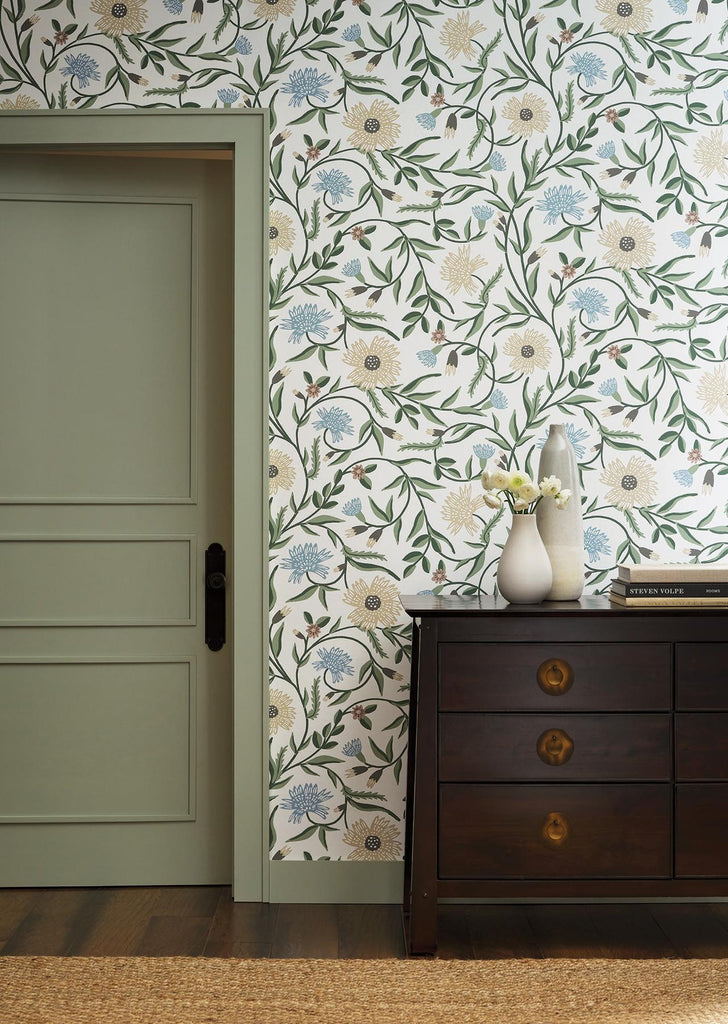 Rifle Paper Co. Aster Green Wallpaper