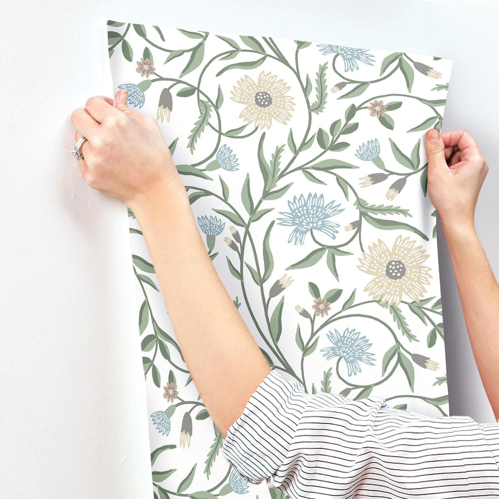 Rifle Paper Co. Aster Green Wallpaper