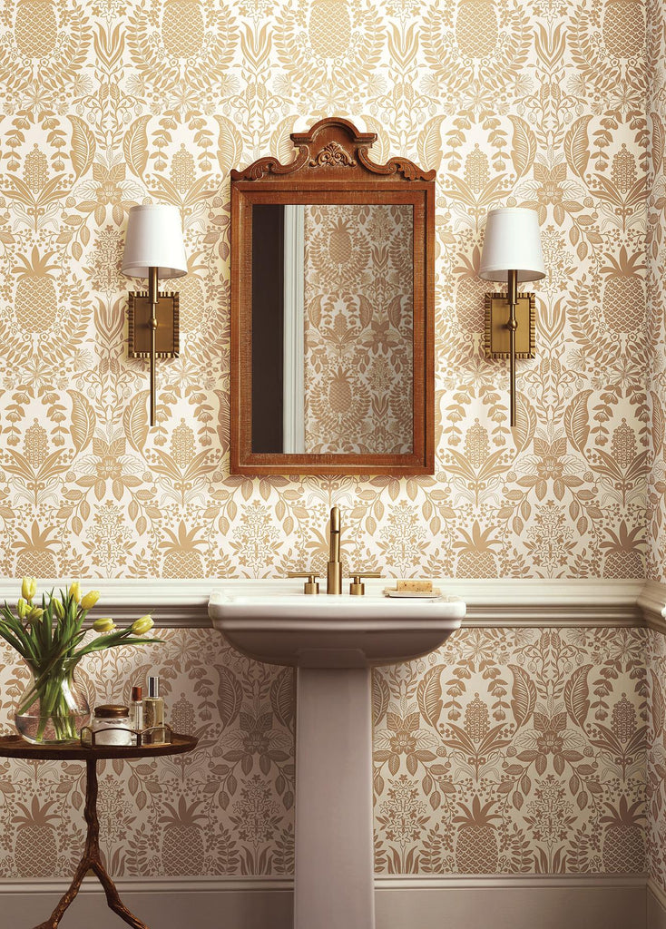 Rifle Paper Co. Pineapple Damask Metallic Wallpaper