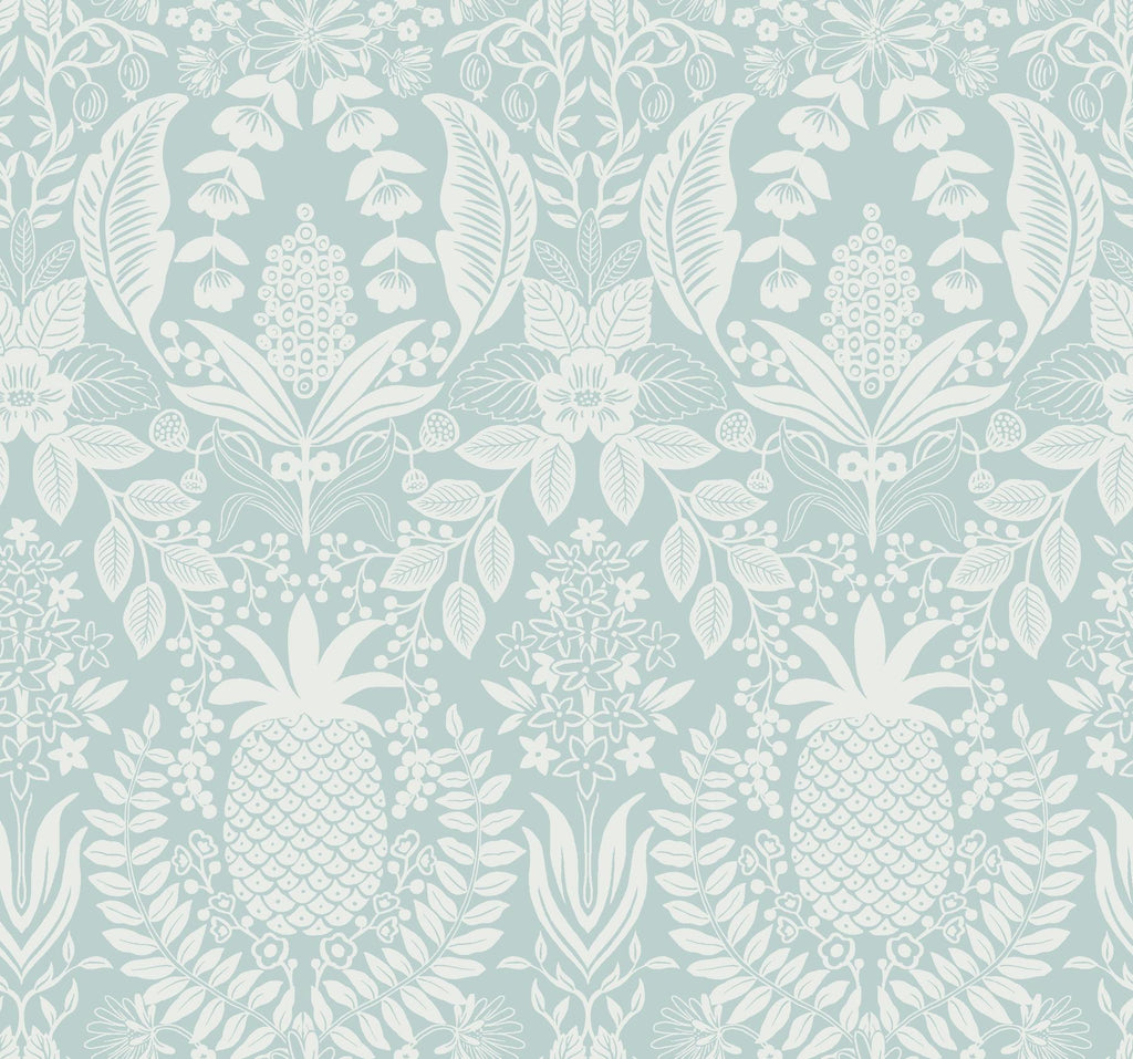 Rifle Paper Co. Pineapple Damask Blue Wallpaper