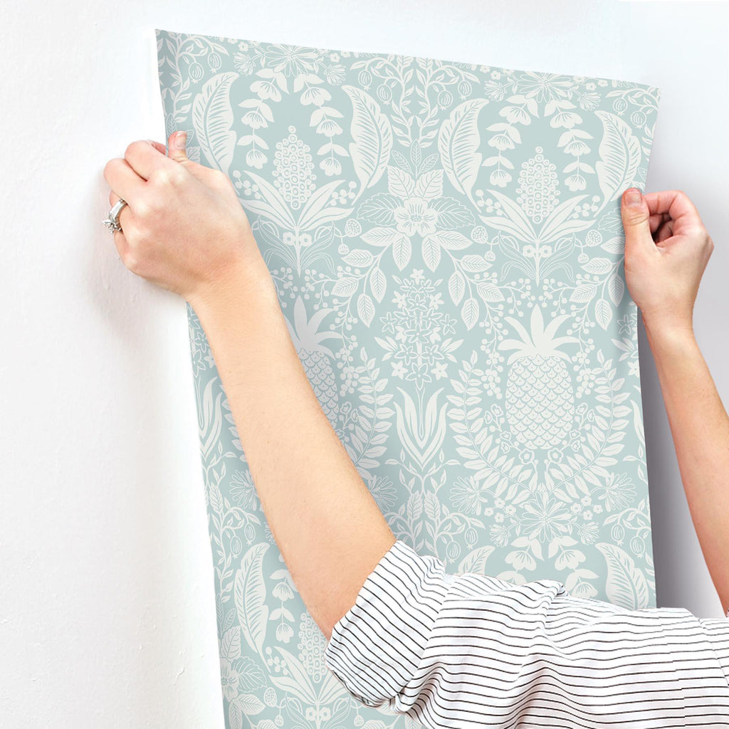 Rifle Paper Co. Pineapple Damask Blue Wallpaper