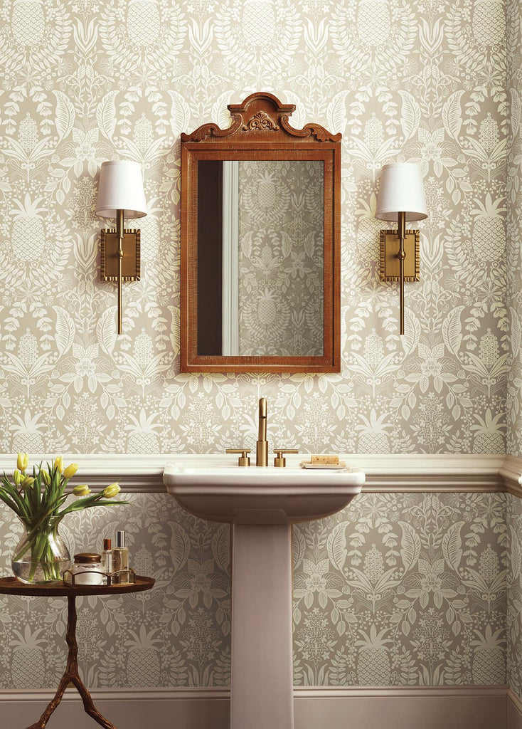 Rifle Paper Co. Pineapple Damask Beige Wallpaper