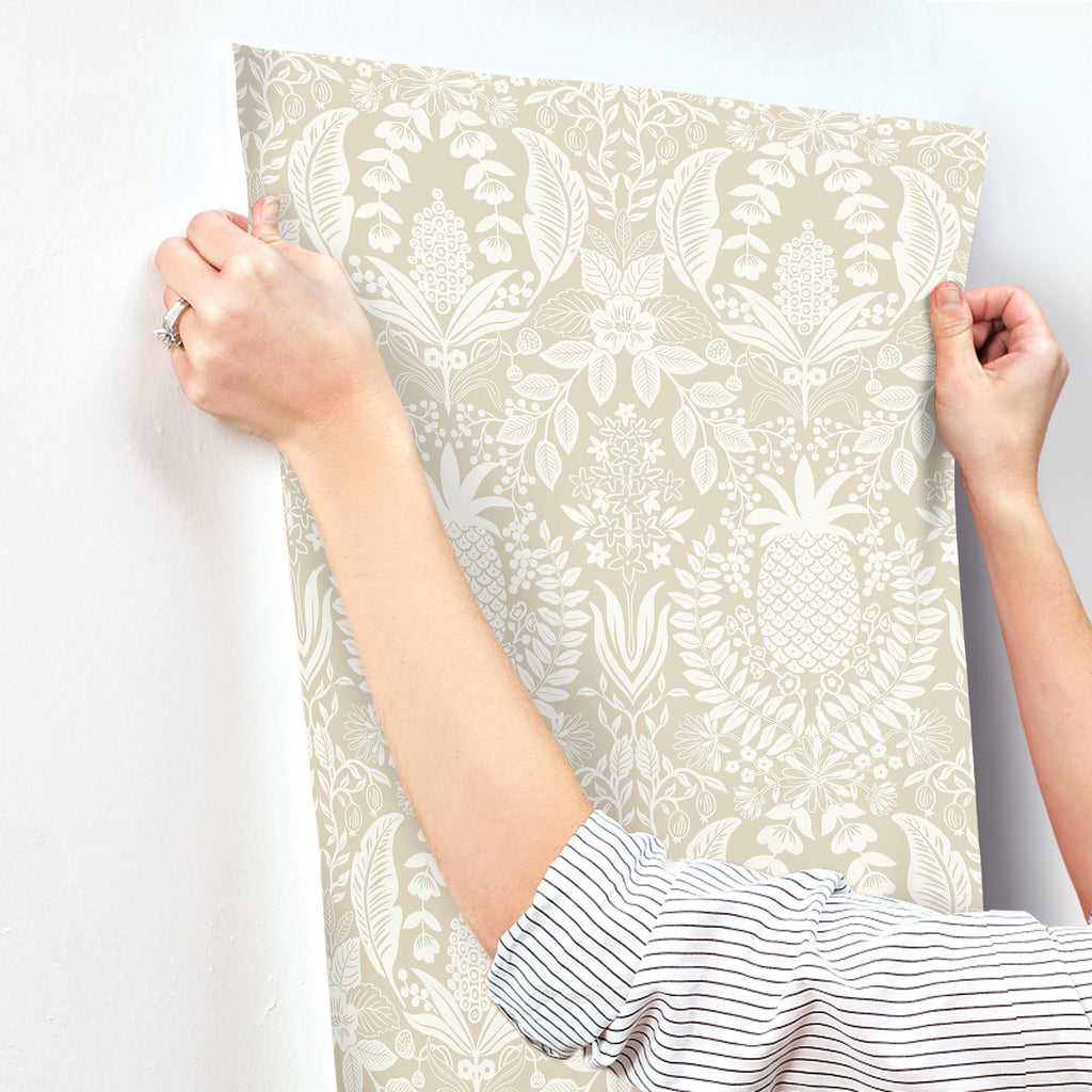 Rifle Paper Co. Pineapple Damask Beige Wallpaper