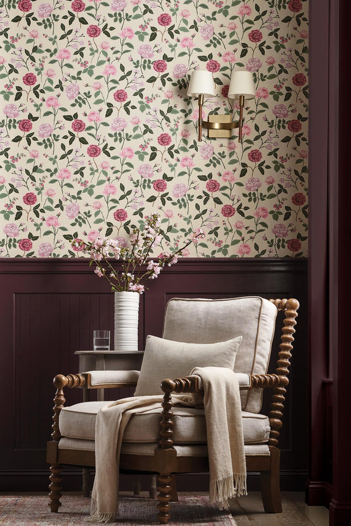 Rifle Paper Co. Roses Pink Wallpaper