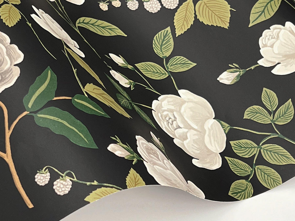 Rifle Paper Co. Roses Grey Wallpaper