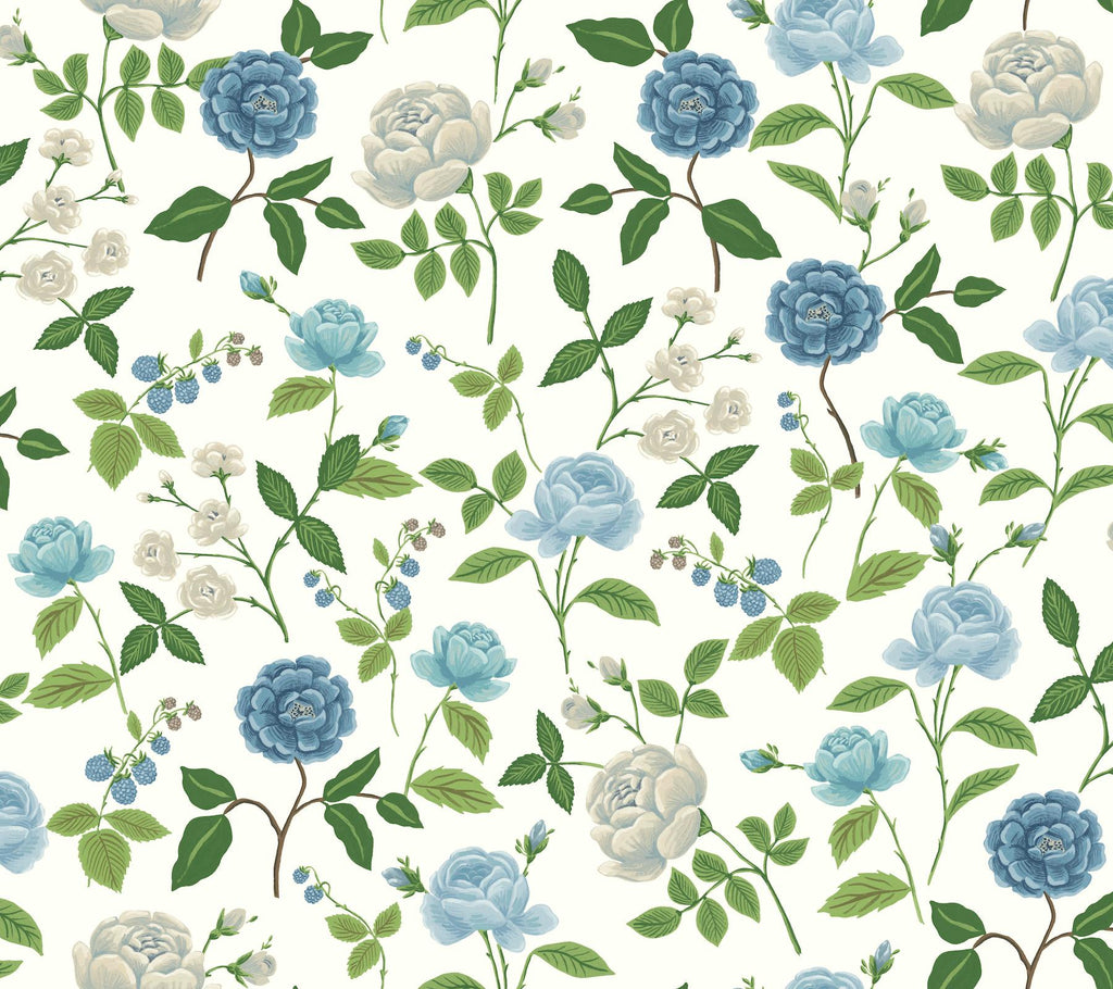 Rifle Paper Co. Roses Blue Wallpaper