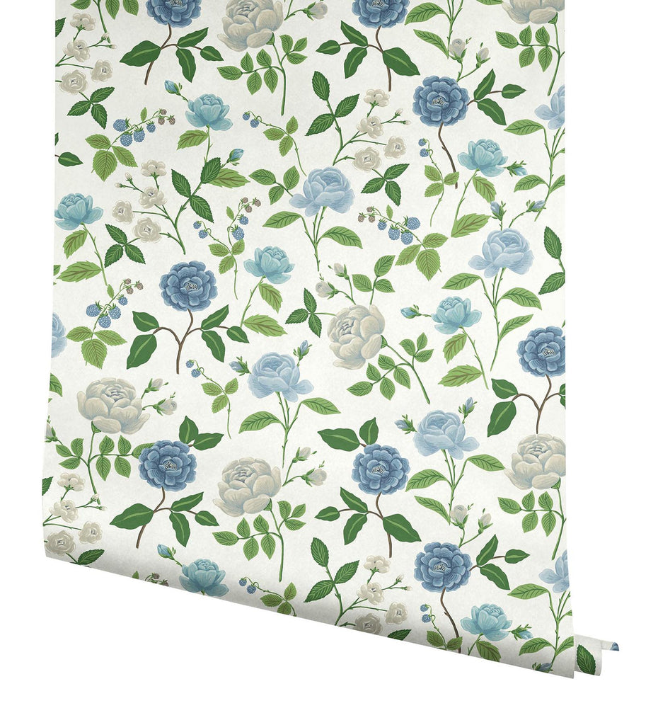 Rifle Paper Co. Roses Blue Wallpaper