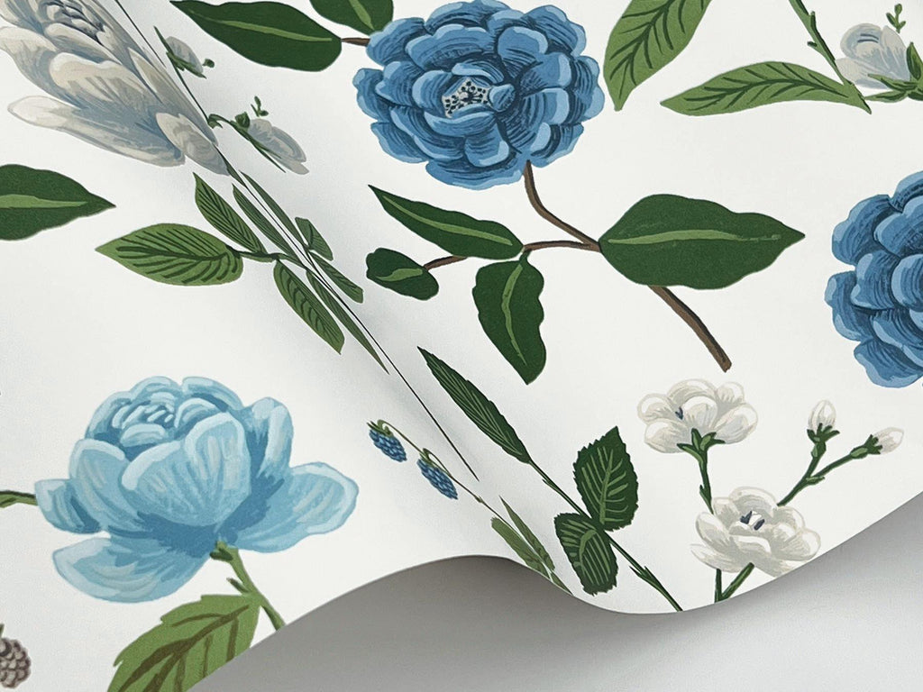 Rifle Paper Co. Roses Blue Wallpaper