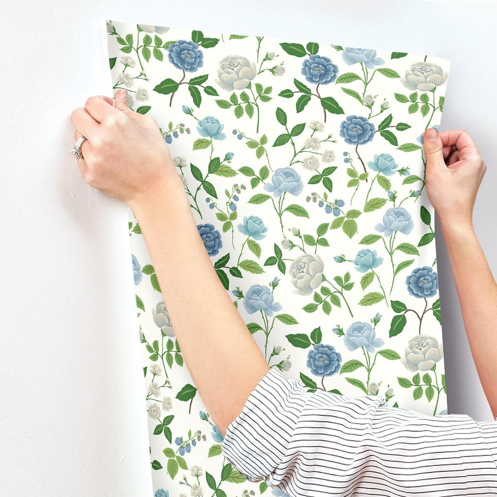 Rifle Paper Co. Roses Blue Wallpaper