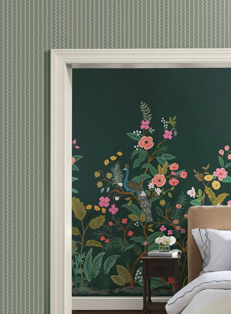 Rifle Paper Co. Rickrack Green Wallpaper