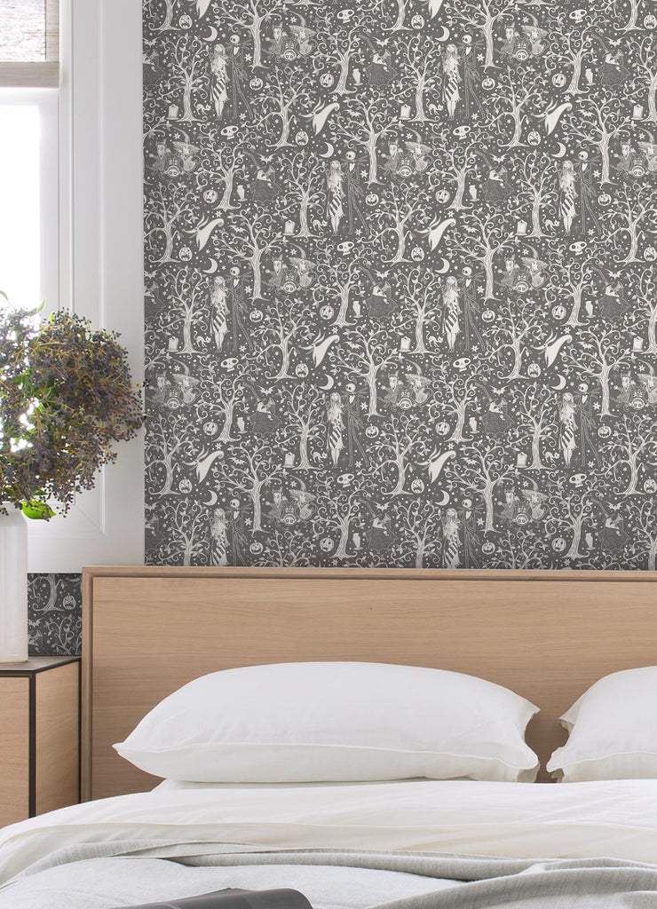 RoomMates Disney Nightmare Before Christmas Peel and Stick Grey Wallpaper