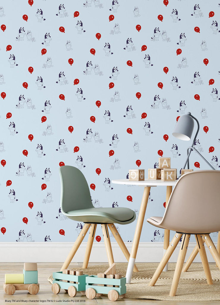 RoomMates Bluey Keepy Uppy Peel and Stick Blue Wallpaper