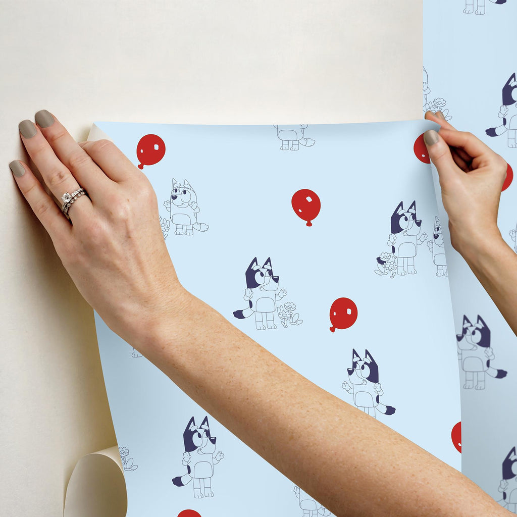 RoomMates Bluey Keepy Uppy Peel and Stick Blue Wallpaper