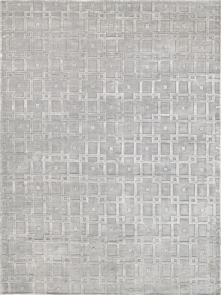 Exquisite Rugs Camora Modern Handmade Handloomed Silky Nylon 6753 Light Silver 10' x 14' Area Rug