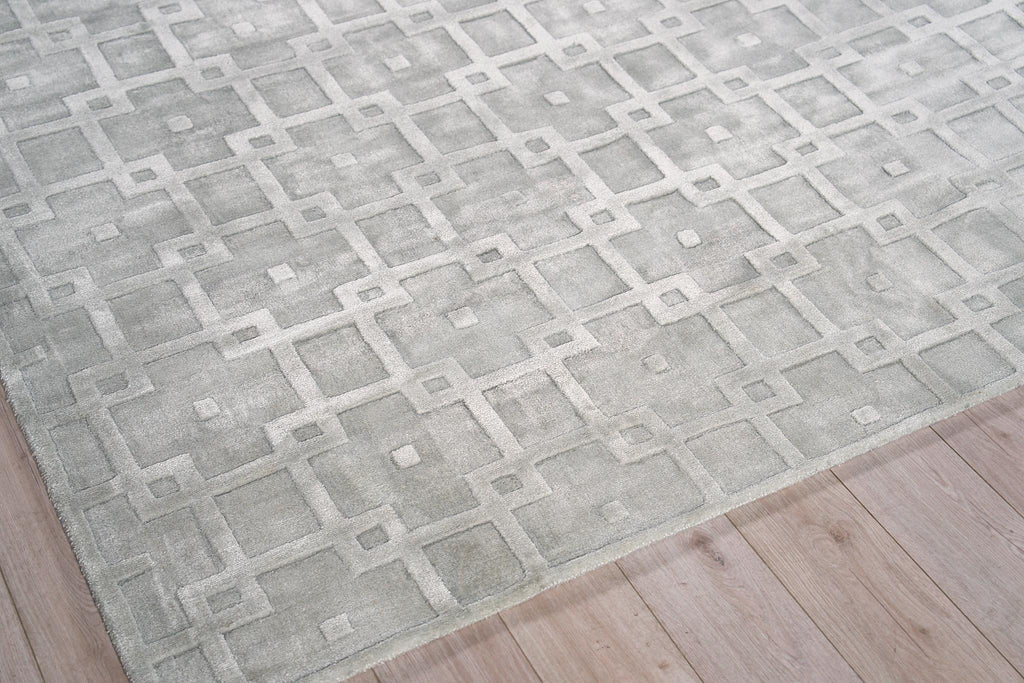 Exquisite Rugs Camora Modern Handmade Handloomed Silky Nylon 6753 Light Silver 10' x 14' Area Rug