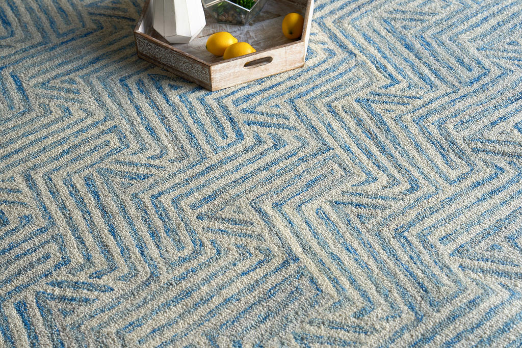 Exquisite Rugs Naturals Handmade Hand-tufted New Zealand Wool on Canvas 6783 Blue/Ivory 8' x 10' Area Rug