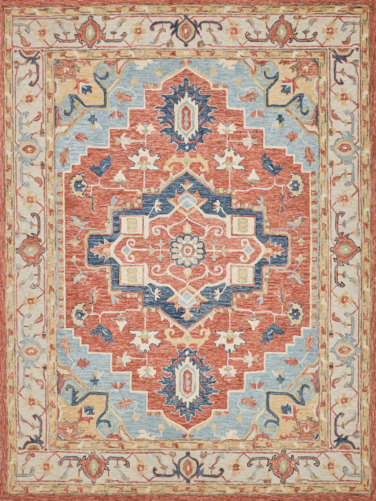 Exquisite Rugs Richmond Serapi Handmade Hand-tufted New Zealand Wool on Canvas 6796 Beige/Red 5' x 8' Area Rug