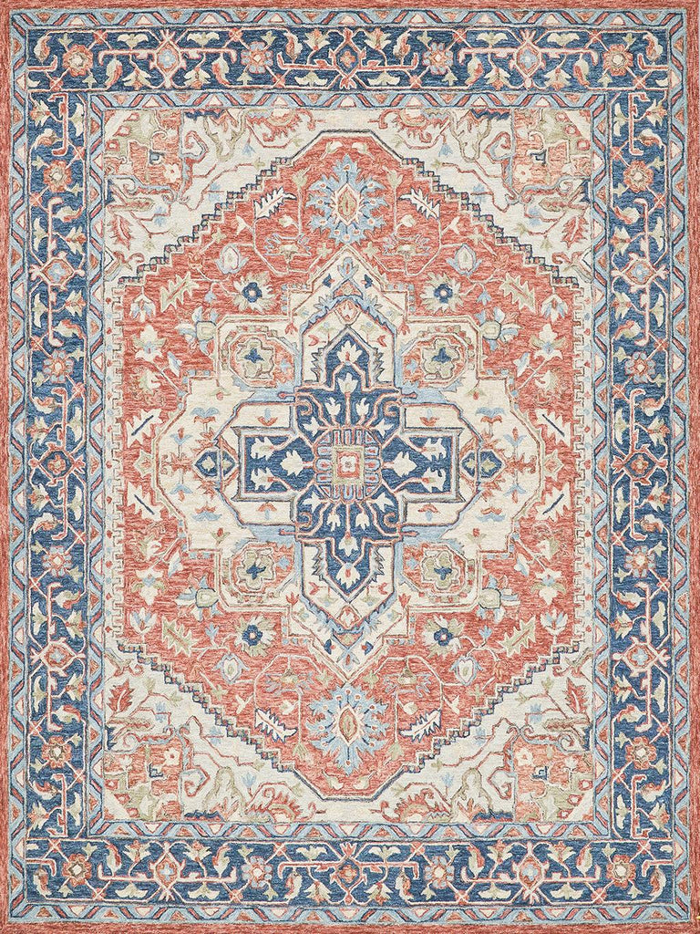 Exquisite Rugs Richmond Serapi Handmade Hand-tufted New Zealand Wool on Canvas 6799 Red/Blue 10' x 14' Area Rug