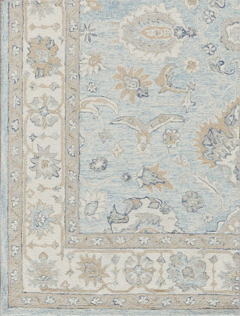 Exquisite Rugs Marietta Oushak Handmade Hand-tufted New Zealand Wool on Canvas 6823 Light Blue/Ivory 9' x 12' Area Rug