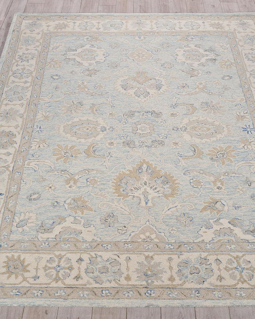 Exquisite Rugs Marietta Oushak Handmade Hand-tufted New Zealand Wool on Canvas 6823 Light Blue/Ivory 9' x 12' Area Rug