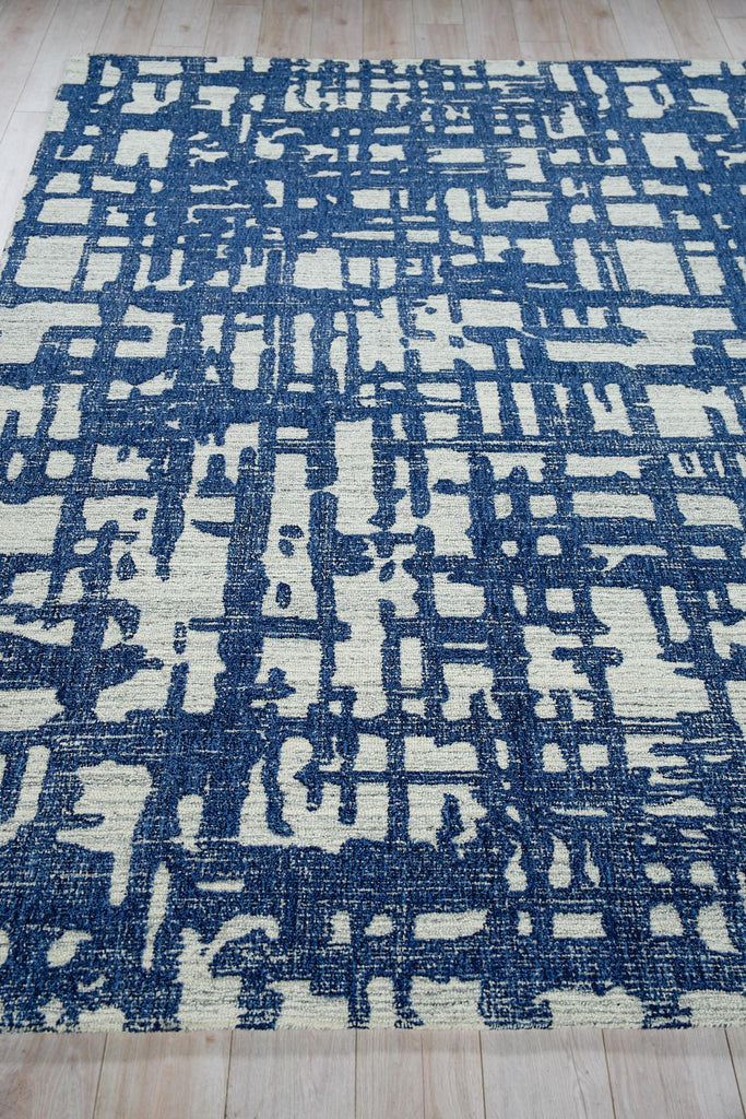 Exquisite Rugs Aspen Handmade Hand-tufted New Zealand Wool on Canvas 6824 Navy/Natural Gray 6' x 9' Area Rug