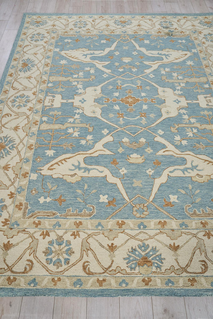 Exquisite Rugs Claremont Oushak Handmade Hand-tufted New Zealand Wool on Canvas 6831 Ivory/Light Blue 12' x 15' Area Rug