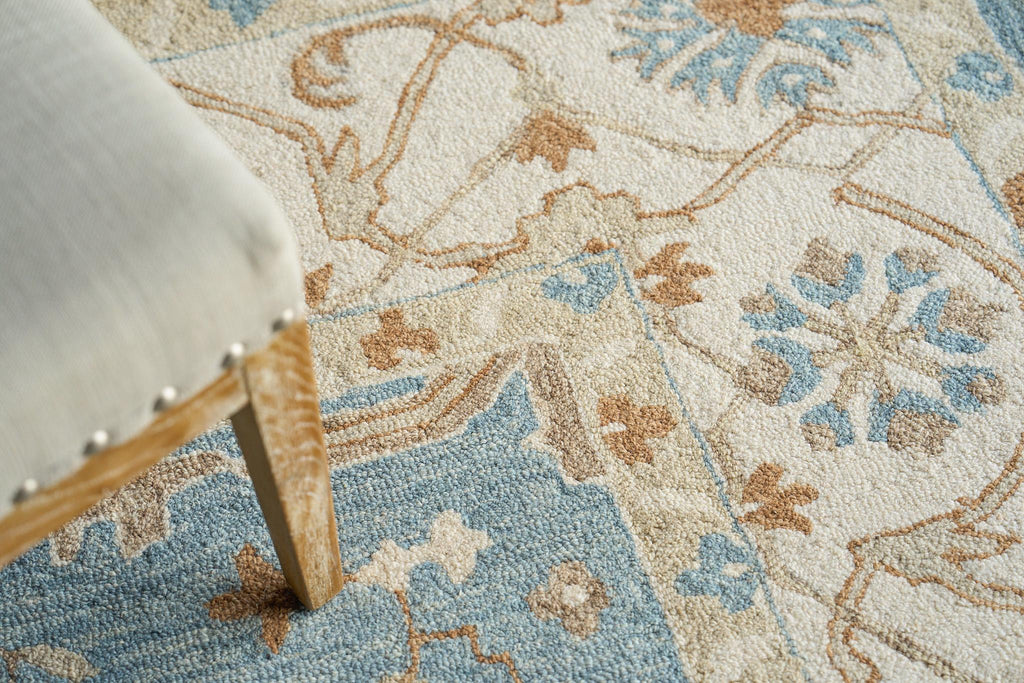 Exquisite Rugs Claremont Oushak Handmade Hand-tufted New Zealand Wool on Canvas 6831 Ivory/Light Blue 12' x 15' Area Rug