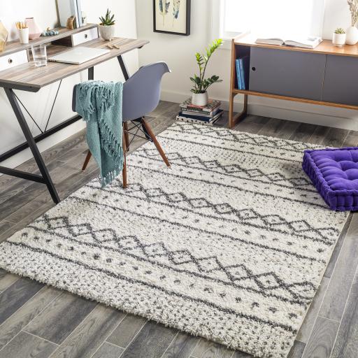 Surya Deluxe Shag DXS-2319 Charcoal Cream 2' x 3' Rug