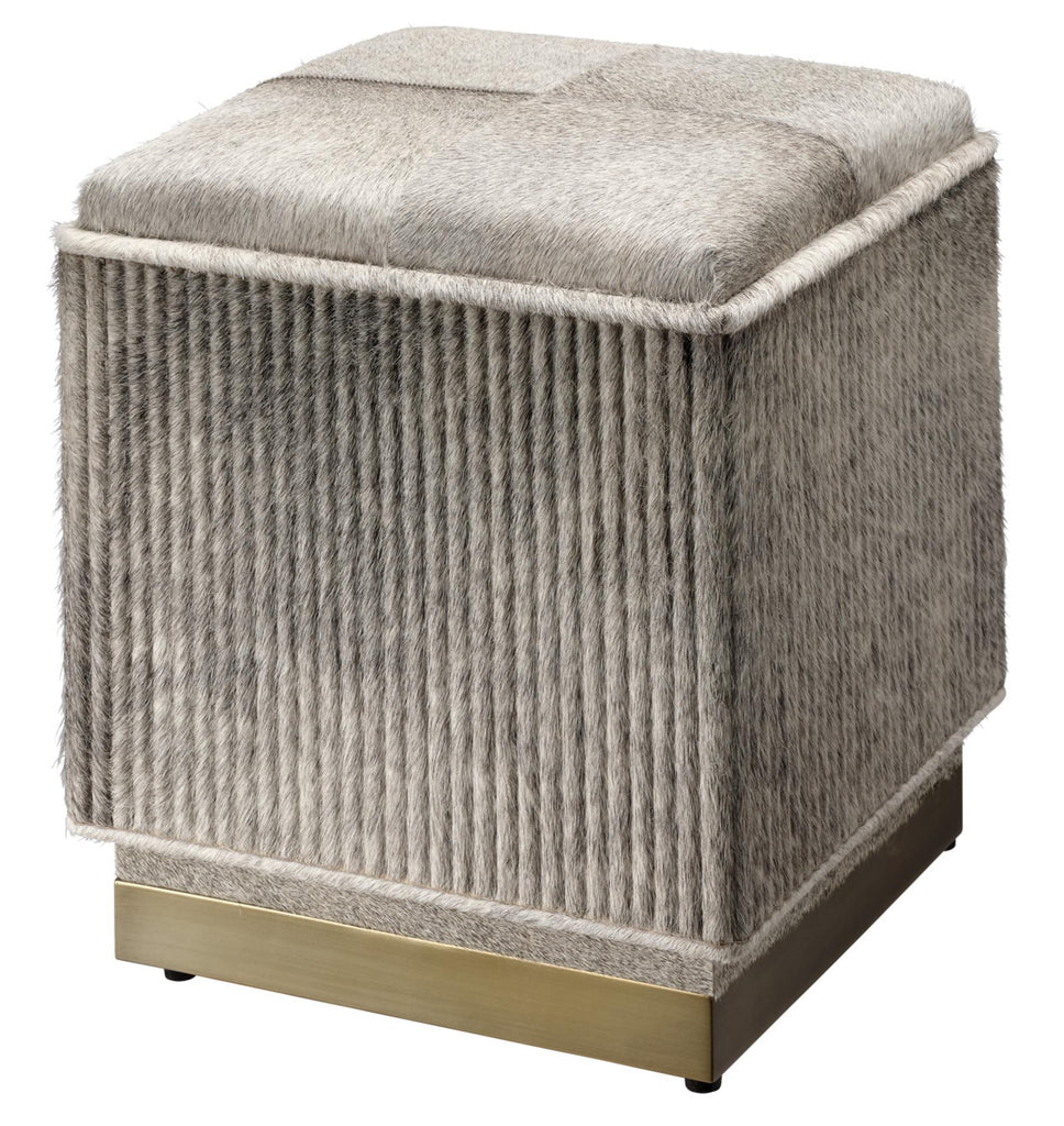 Jamie Young Easton Hide Ottoman, Grey