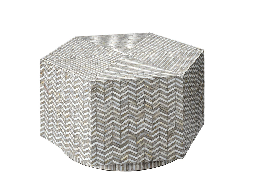 Jamie Young Brando Mother of Pearl Hexagon Coffee Table