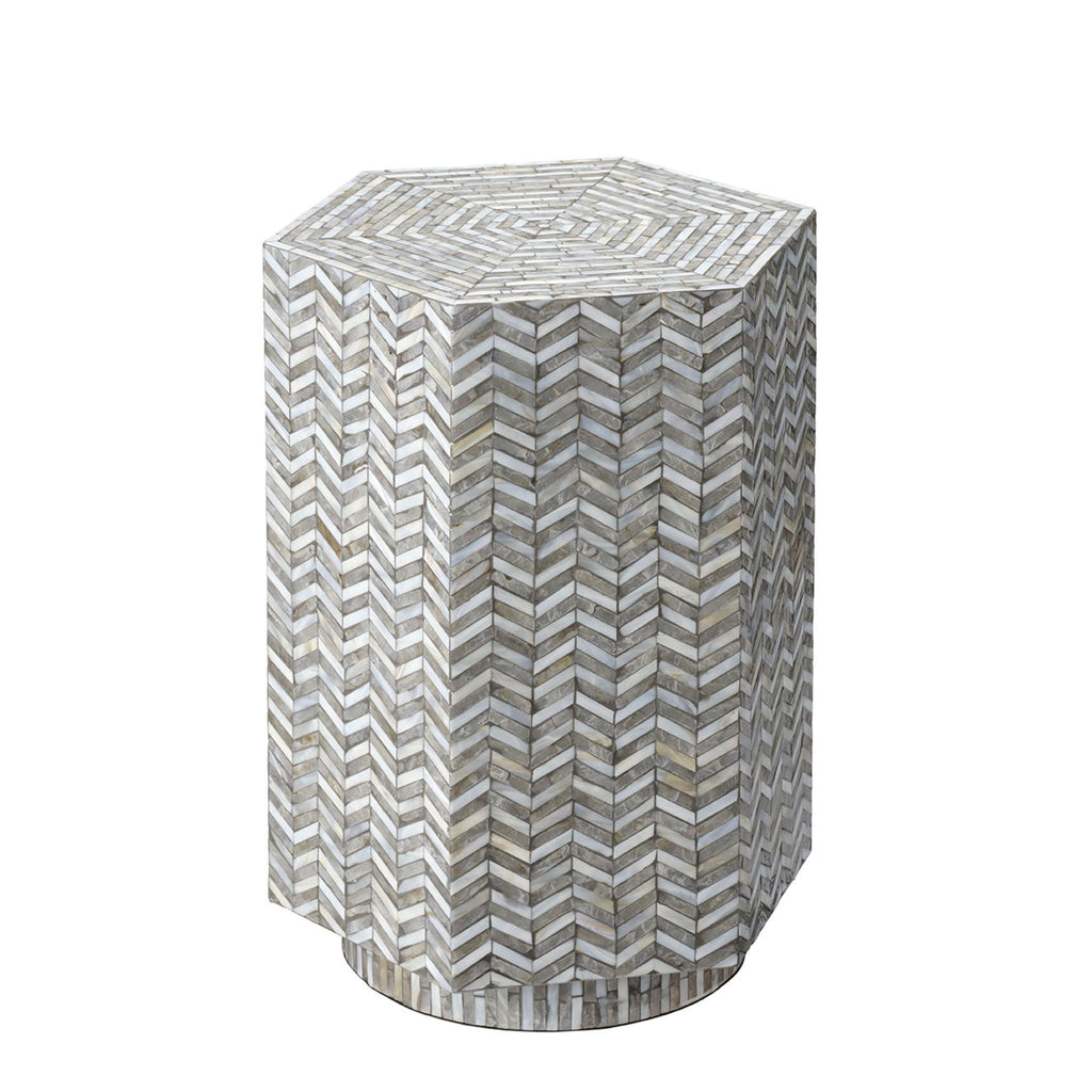 Jamie Young Brando Mother of Pearl Hexagon Side Table