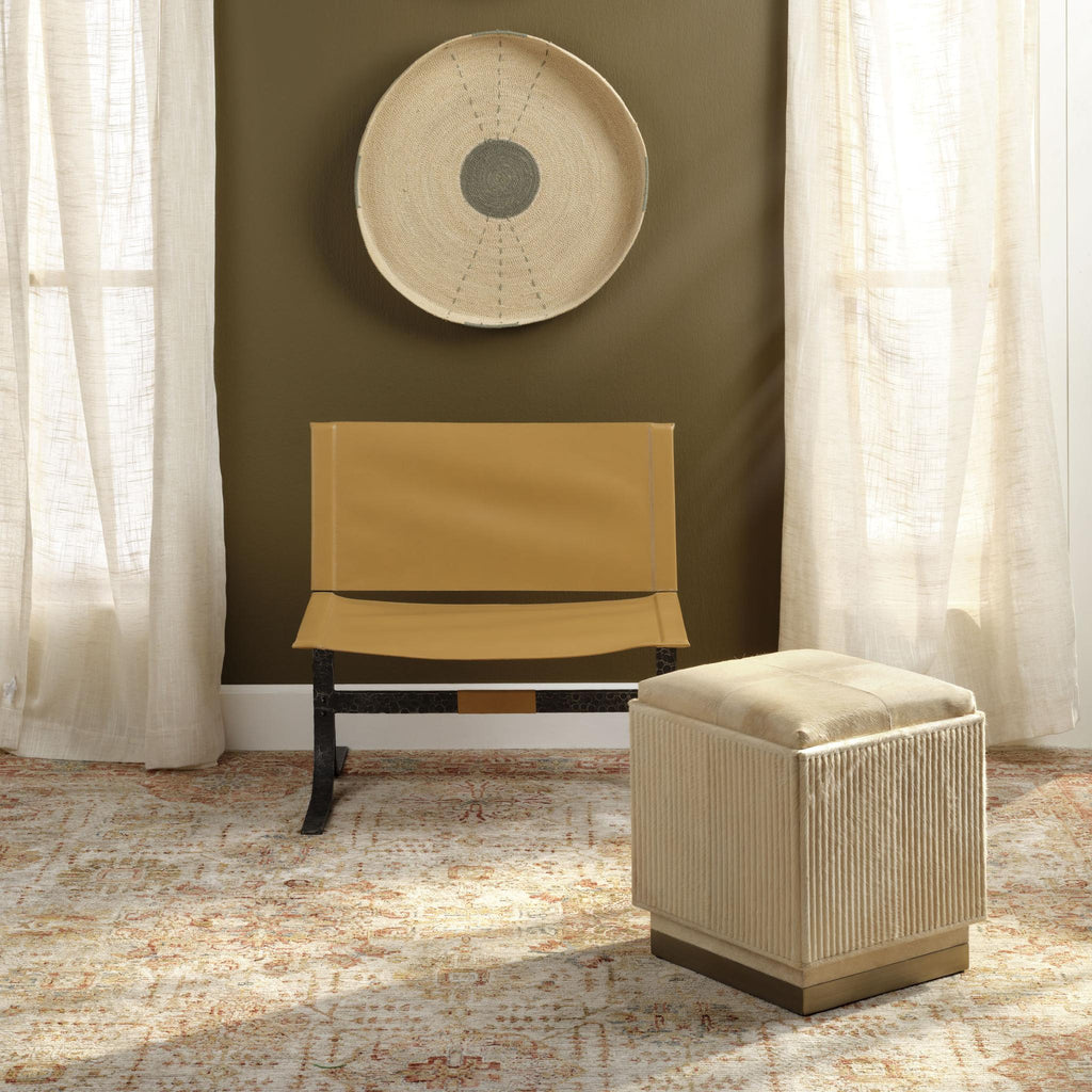 Jamie Young Easton Hide Ottoman, Tan