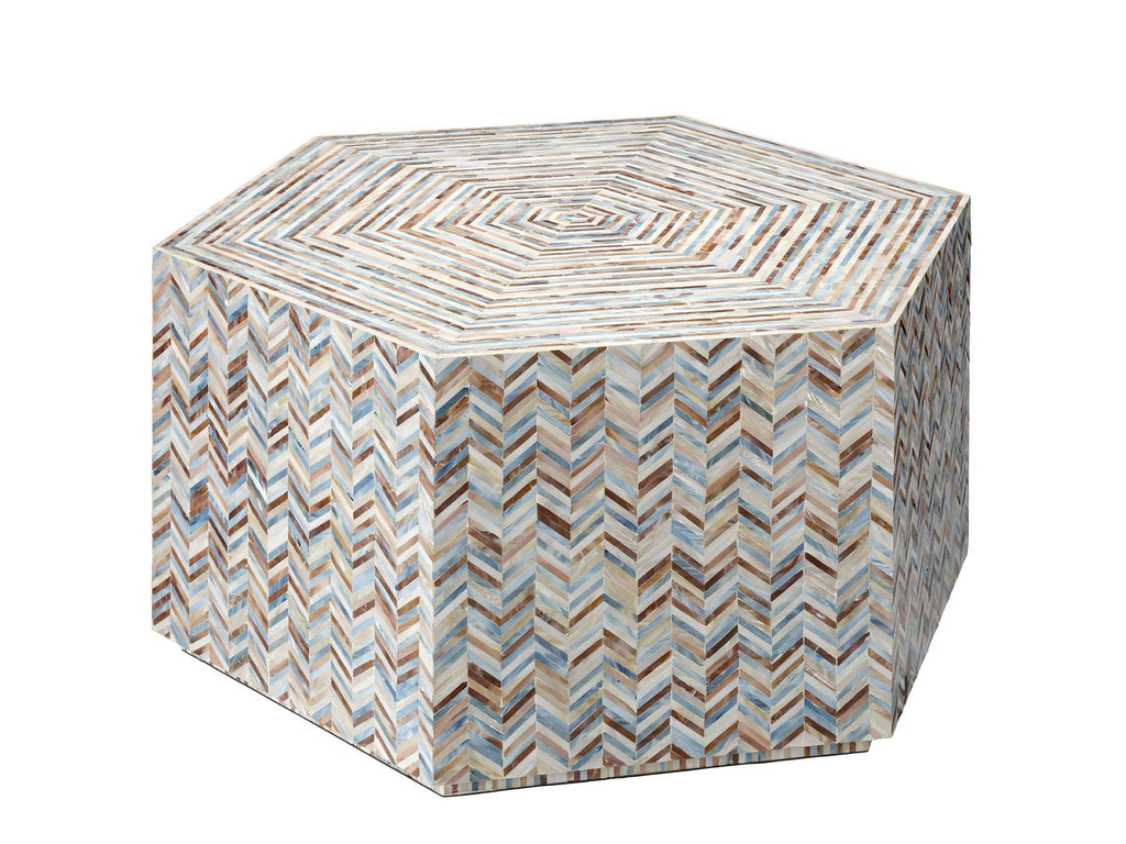 Jamie Young Hepburn Mother of Pearl Hexagon Coffee Table