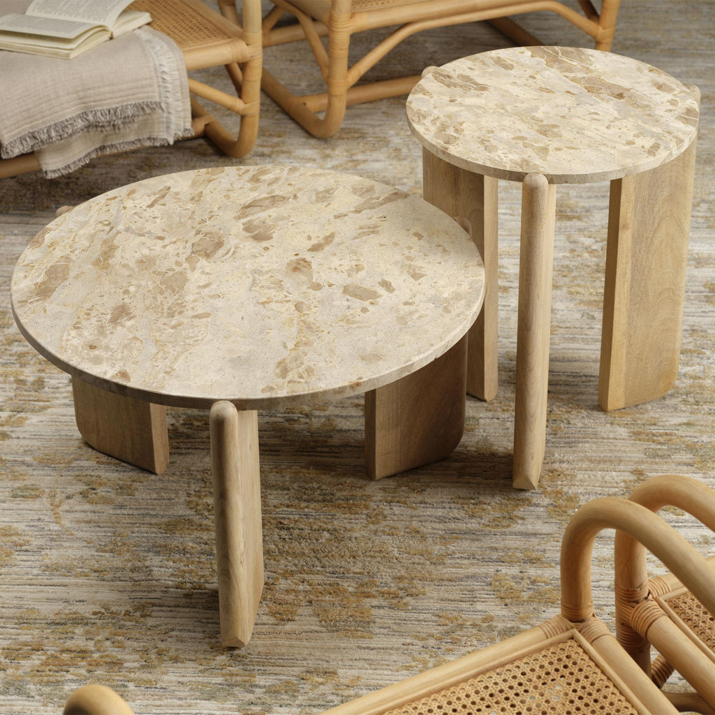 Jamie Young Quarry Wood and Tendua Stone Coffee Table