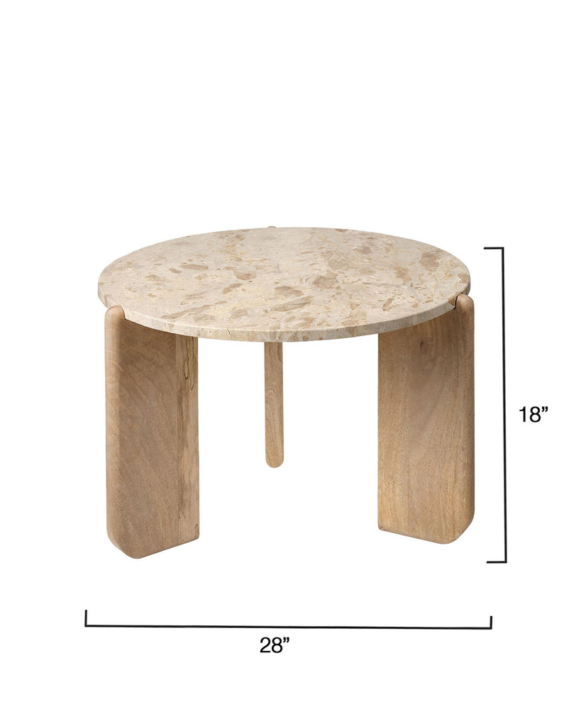 Jamie Young Quarry Wood and Tendua Stone Coffee Table