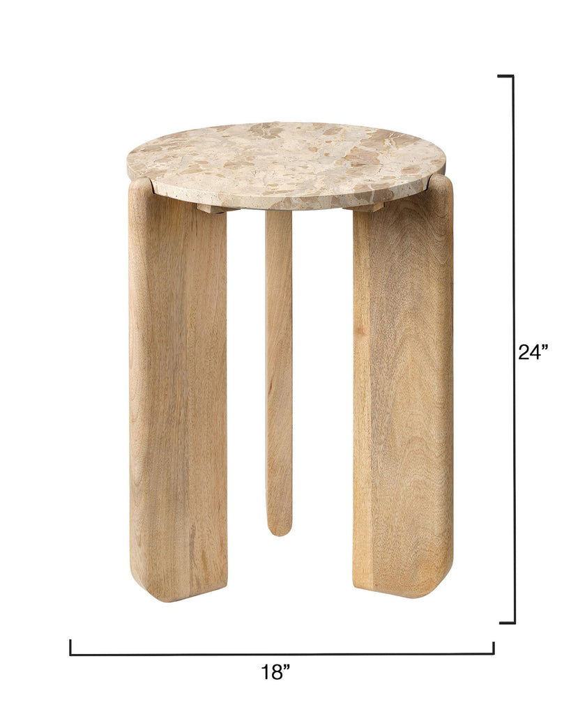 Jamie Young Quarry Wood and Tendua Stone Size Table