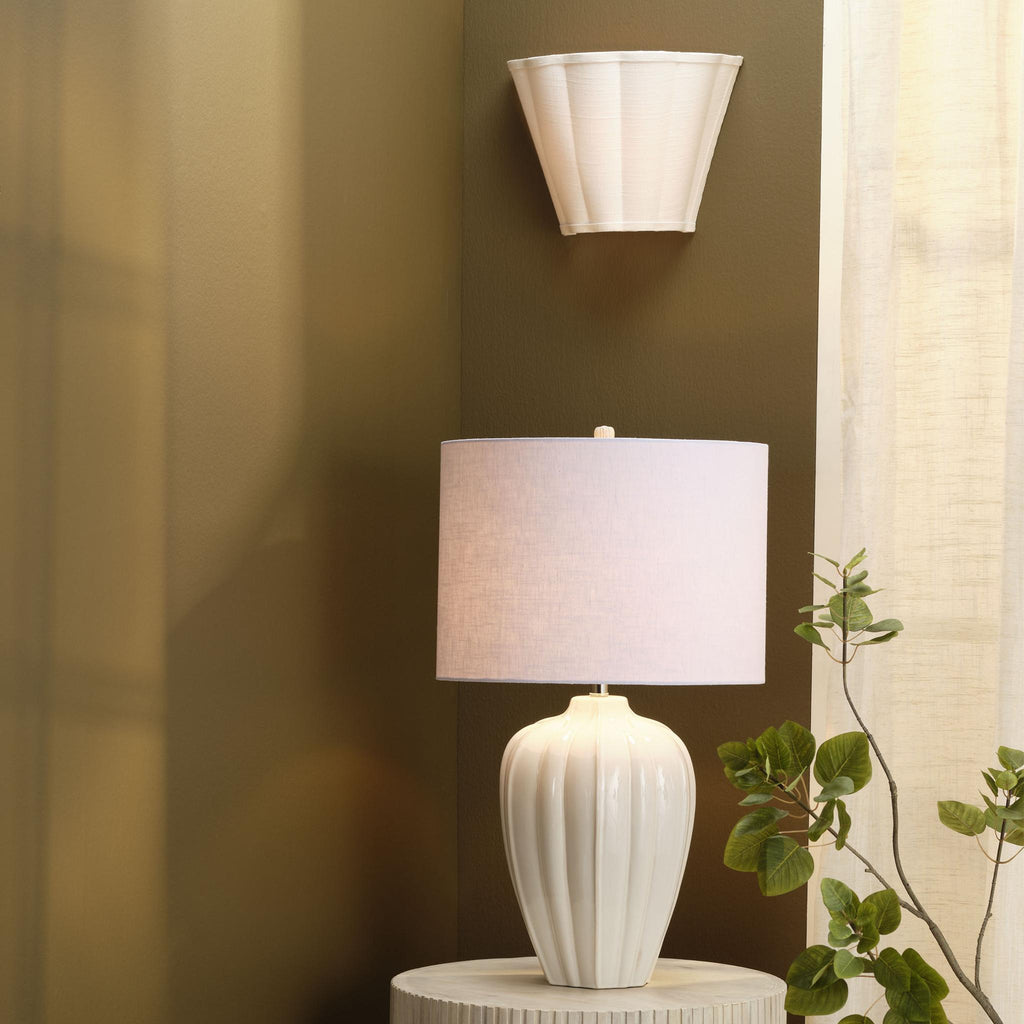 Jamie Young Scalloped 1-Light Wall Sconce, White Linen