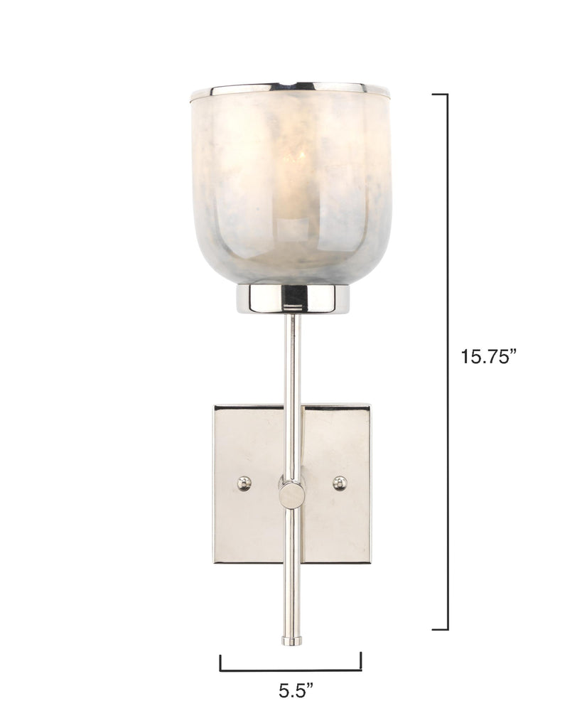 Jamie Young Vapor Single Sconce, Nickel and Blue Opal Metallic Glass