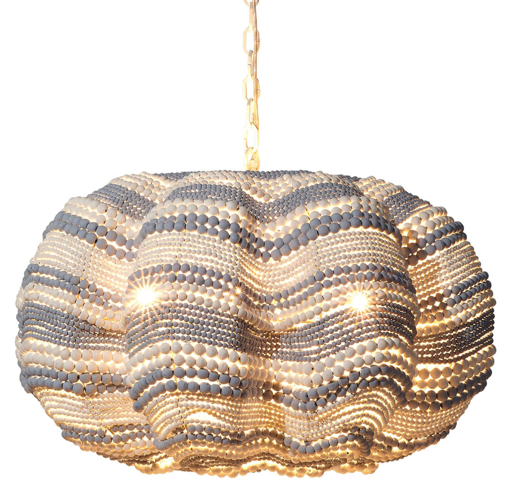 Jamie Young Clamshell Wood Beaded Chandelier