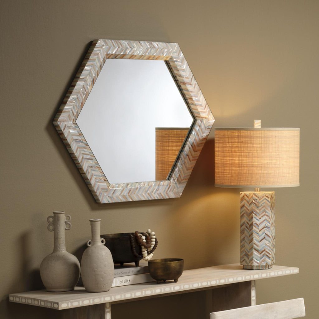 Jamie Young Academy Mother of Pearl Hexagon Wall Mirror