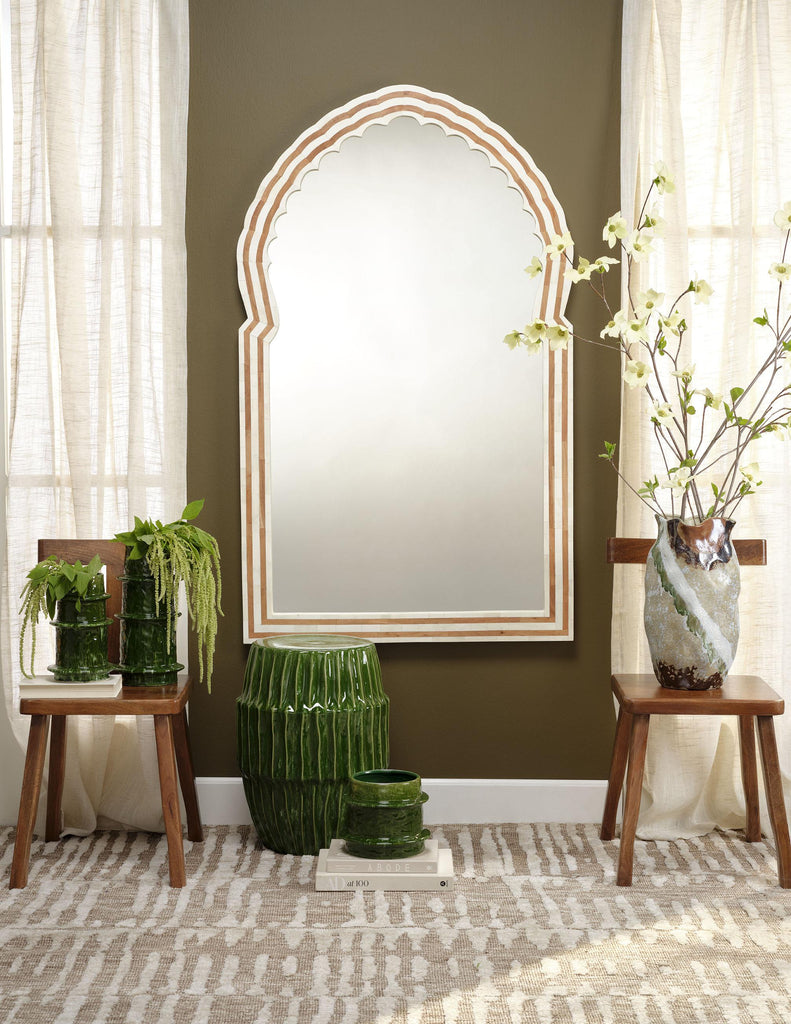 Jamie Young Bardot 60" Wood & Buffalo Bone Arch Mirror